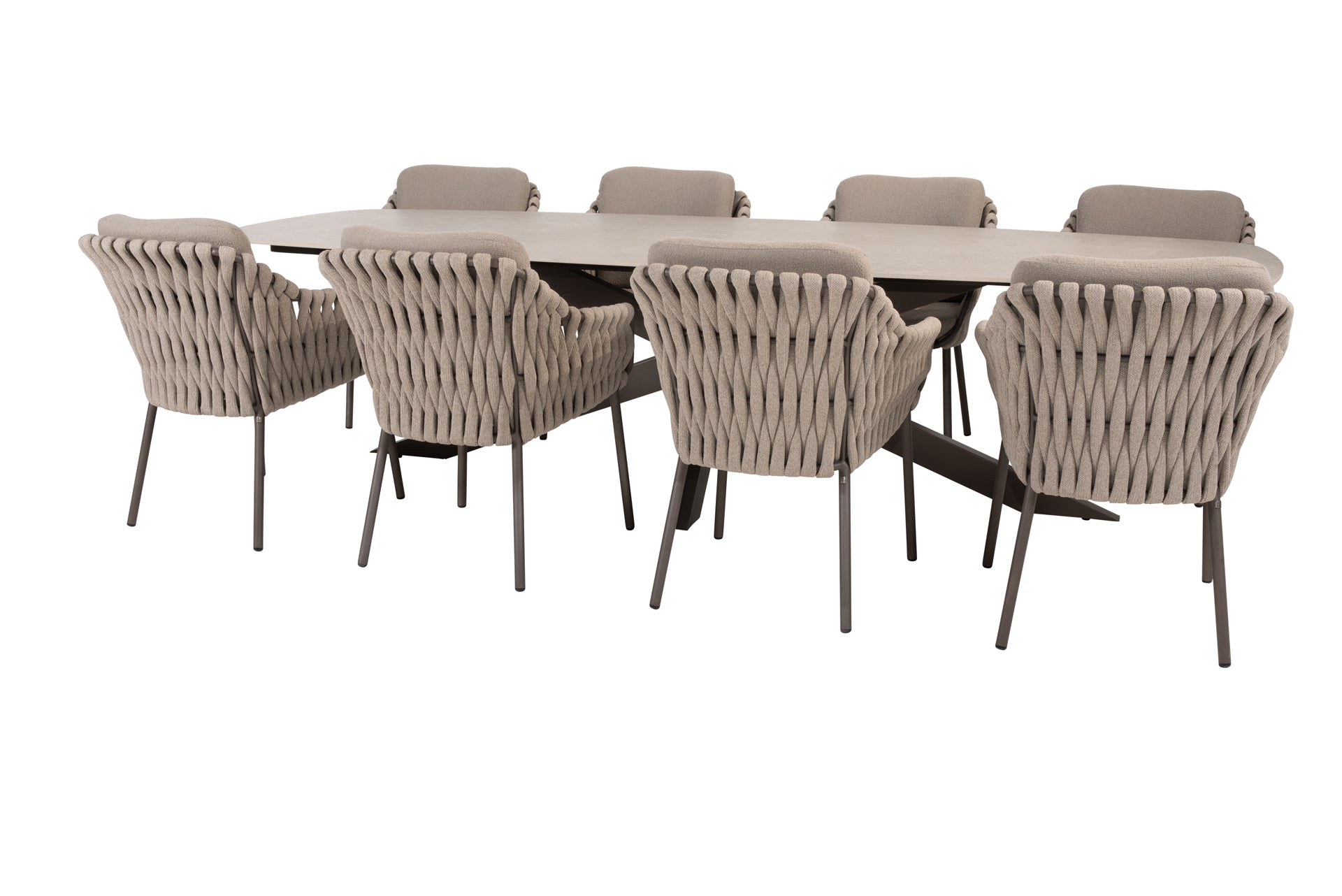 Montera dining set with Prado dining table ceramic 300x115cm terre - Complete Set