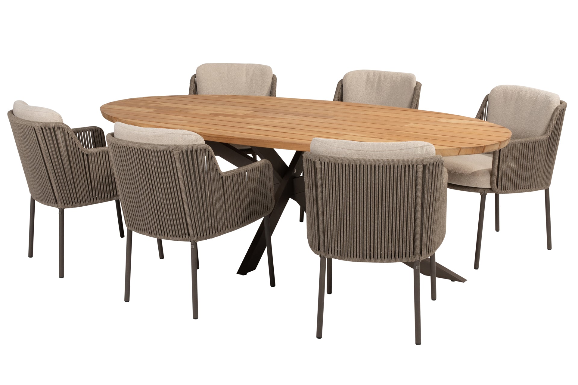 Bernini dining set Terre with Prado ellips table Teak 240x115cm Terre legs - Complete Set