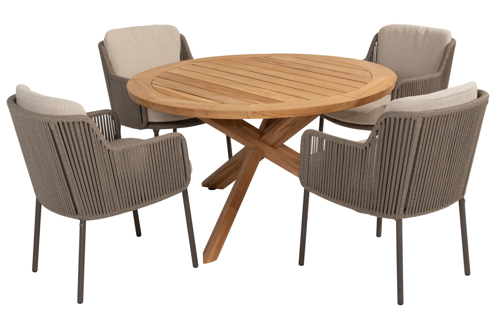 Bernini dining set with Prado dining table Teak 130cm - Complete Set
