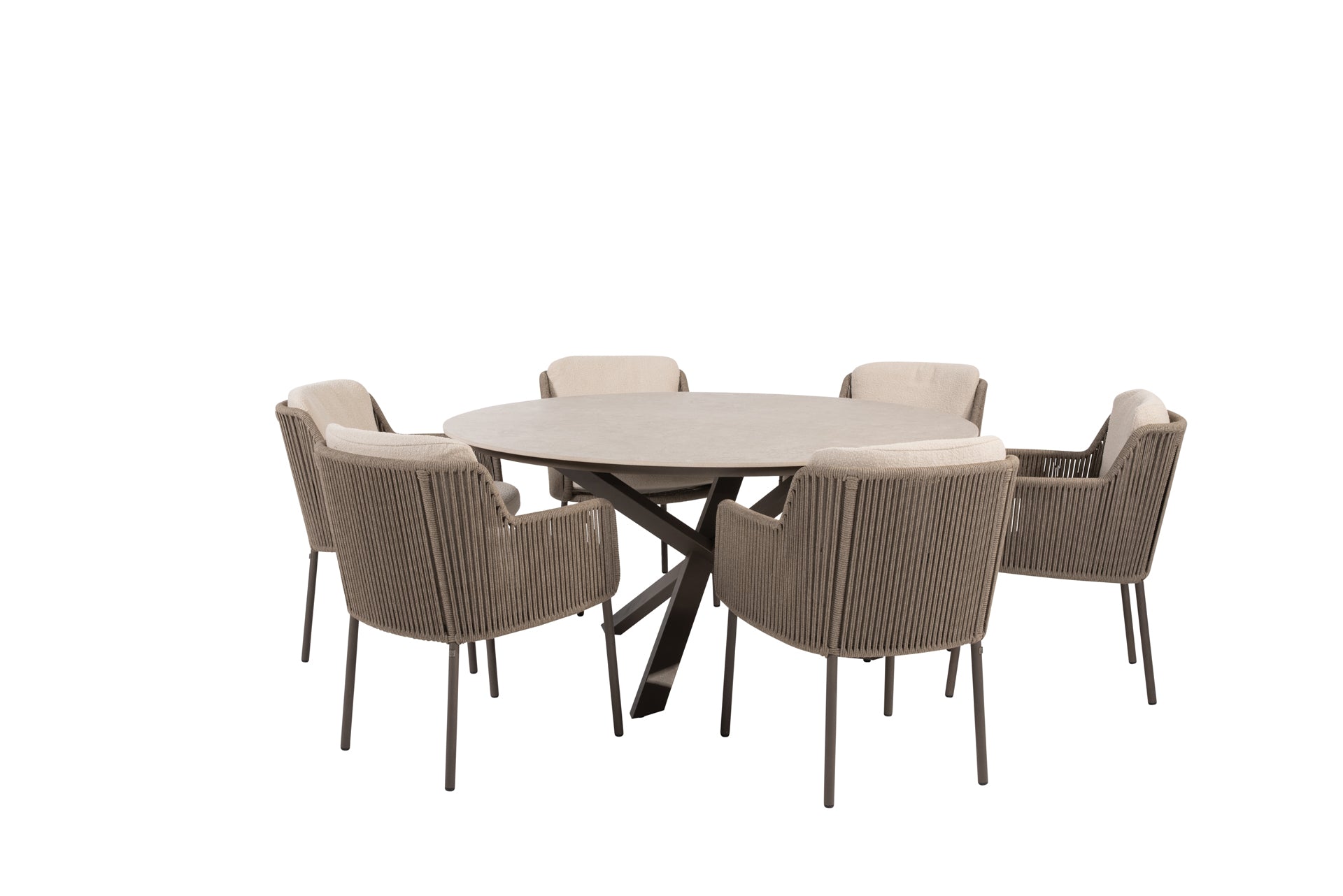 Bernini dining set terre with Prado dining table ceramic 160 cm terre - Complete Set