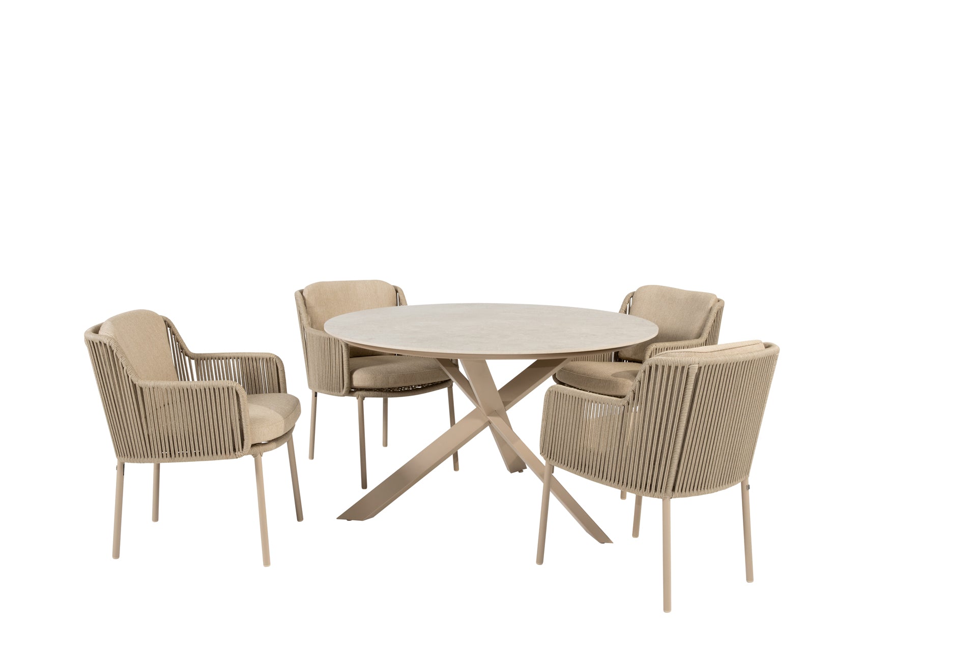 Bernini dining set latte with Prado dining table latte 130 cm - Complete Set