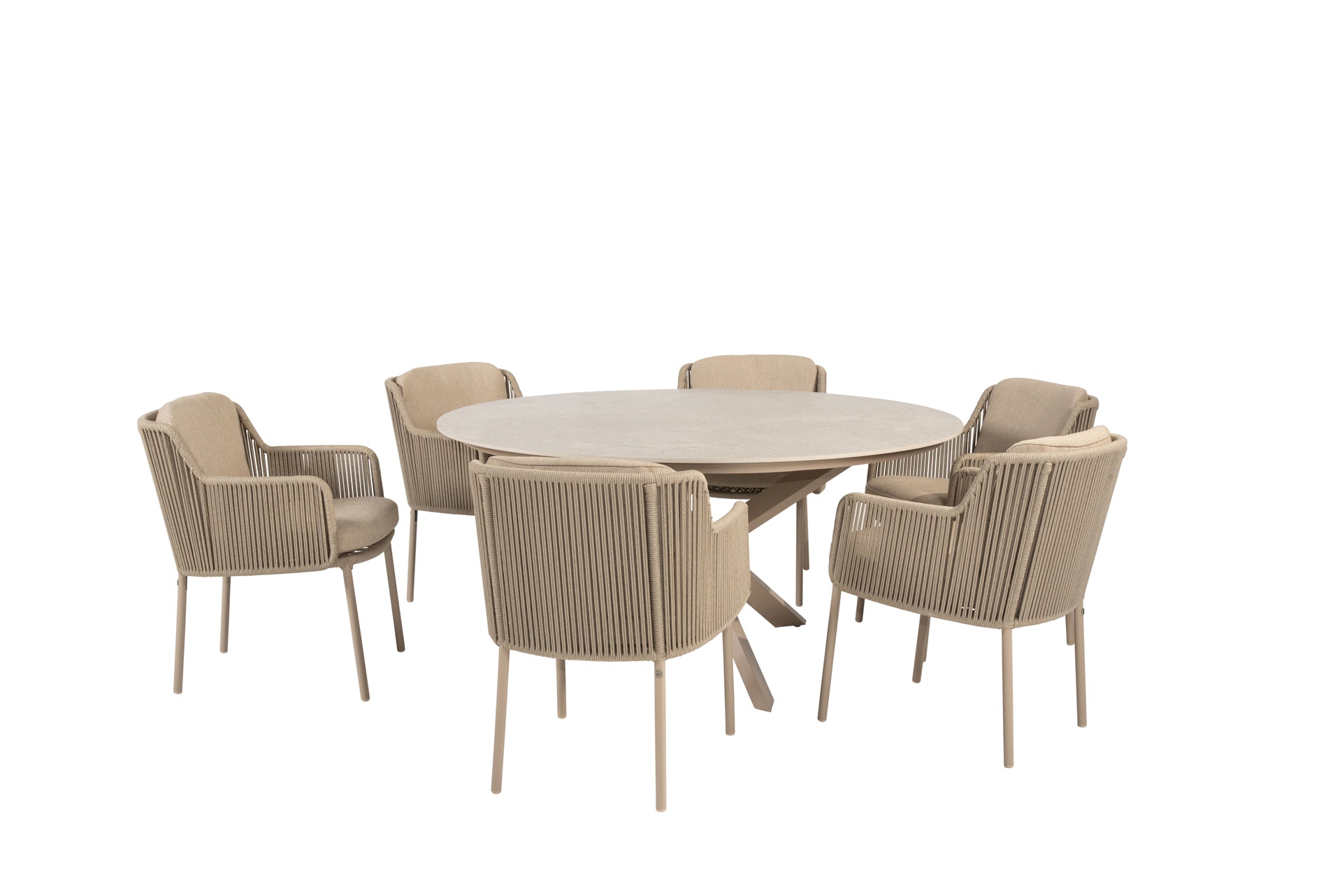 Bernini dining set latte with Prado dining table latte 160 cm - Complete Set