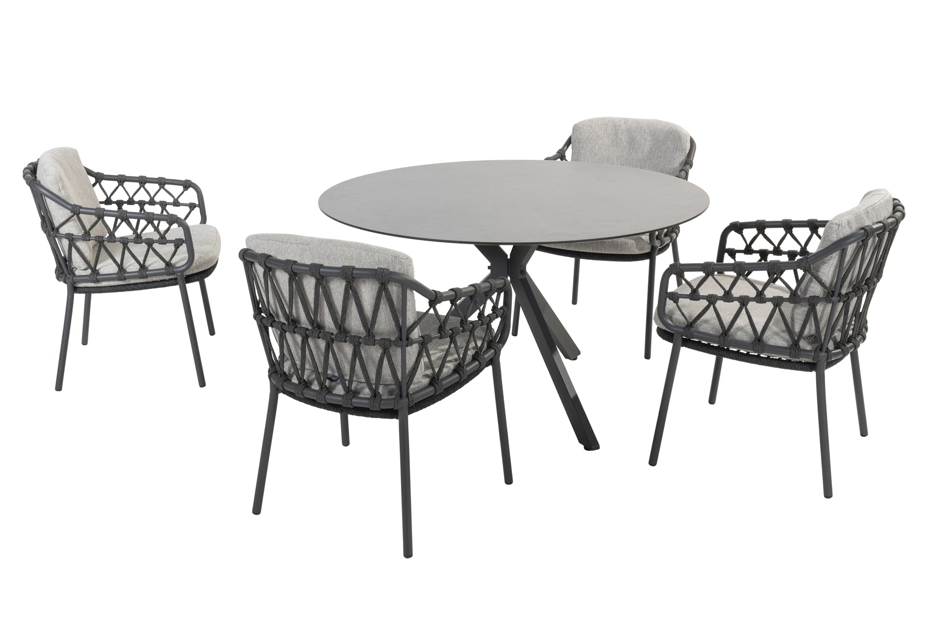 Calpi dining set with Locarno table 130cm HPL slate anthracite _ - Complete Set