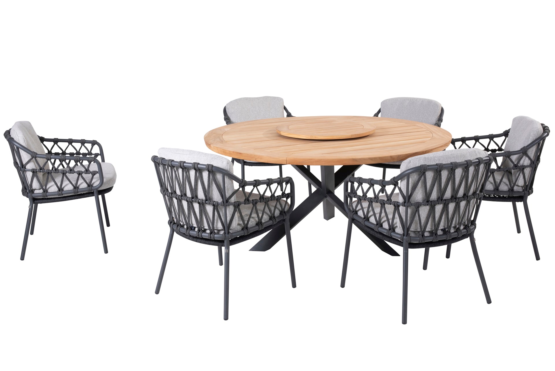 Calpi dining set with Prado table 160cm and lazy susan - Complete Set