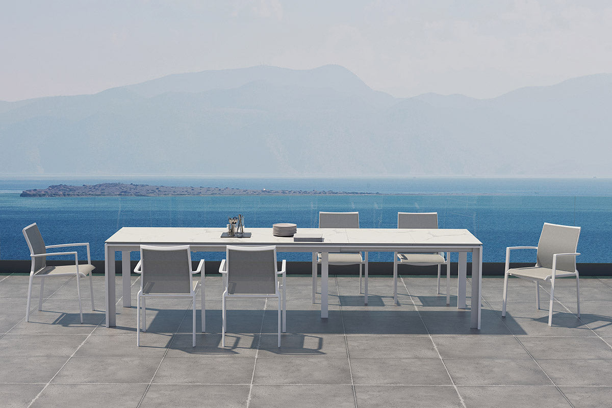 4SO Melbourne dining set wit (6 st.) + Optimum tafel 280x95 cm