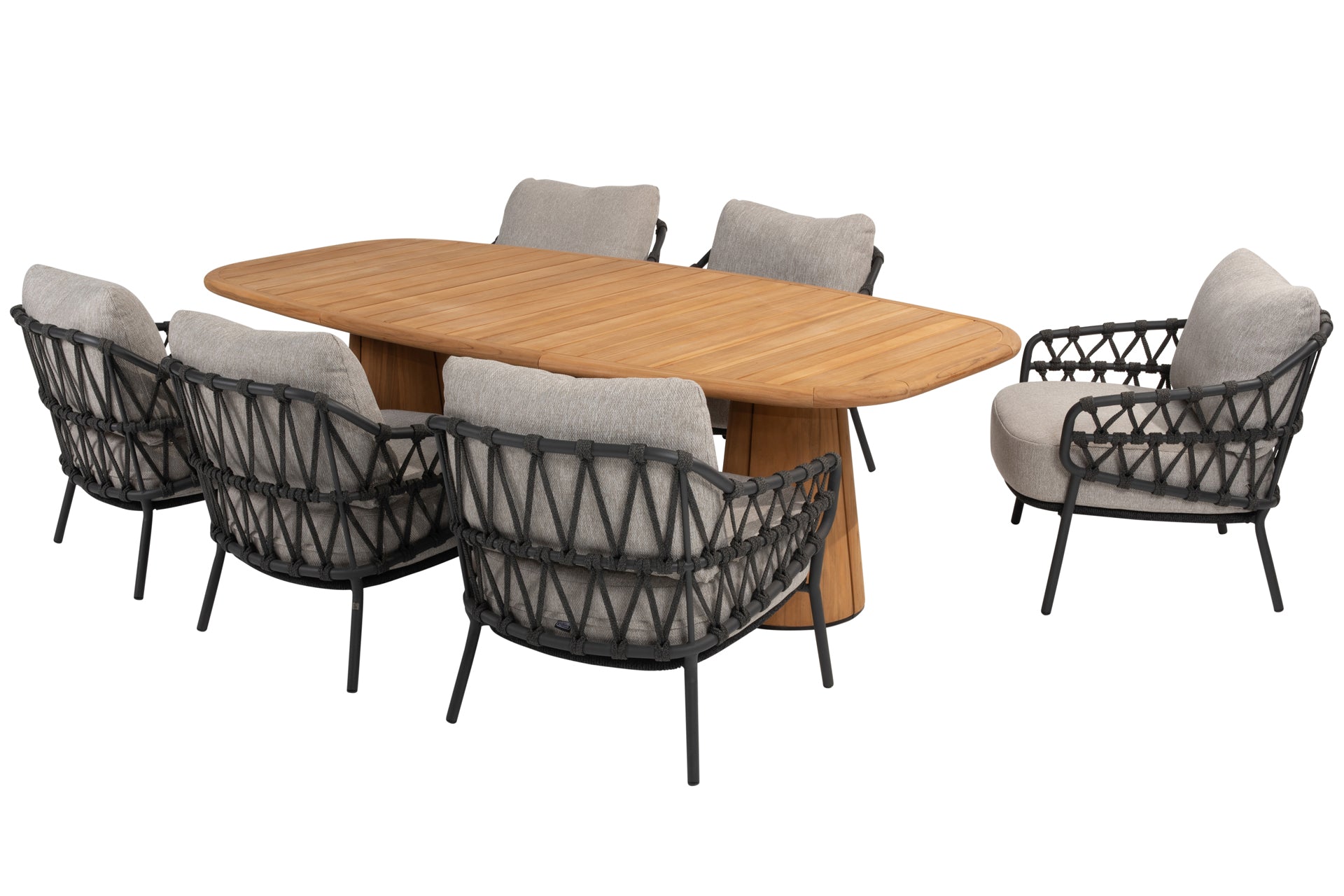 Calpi low dining set with Capri barrel table teak - Complete Set