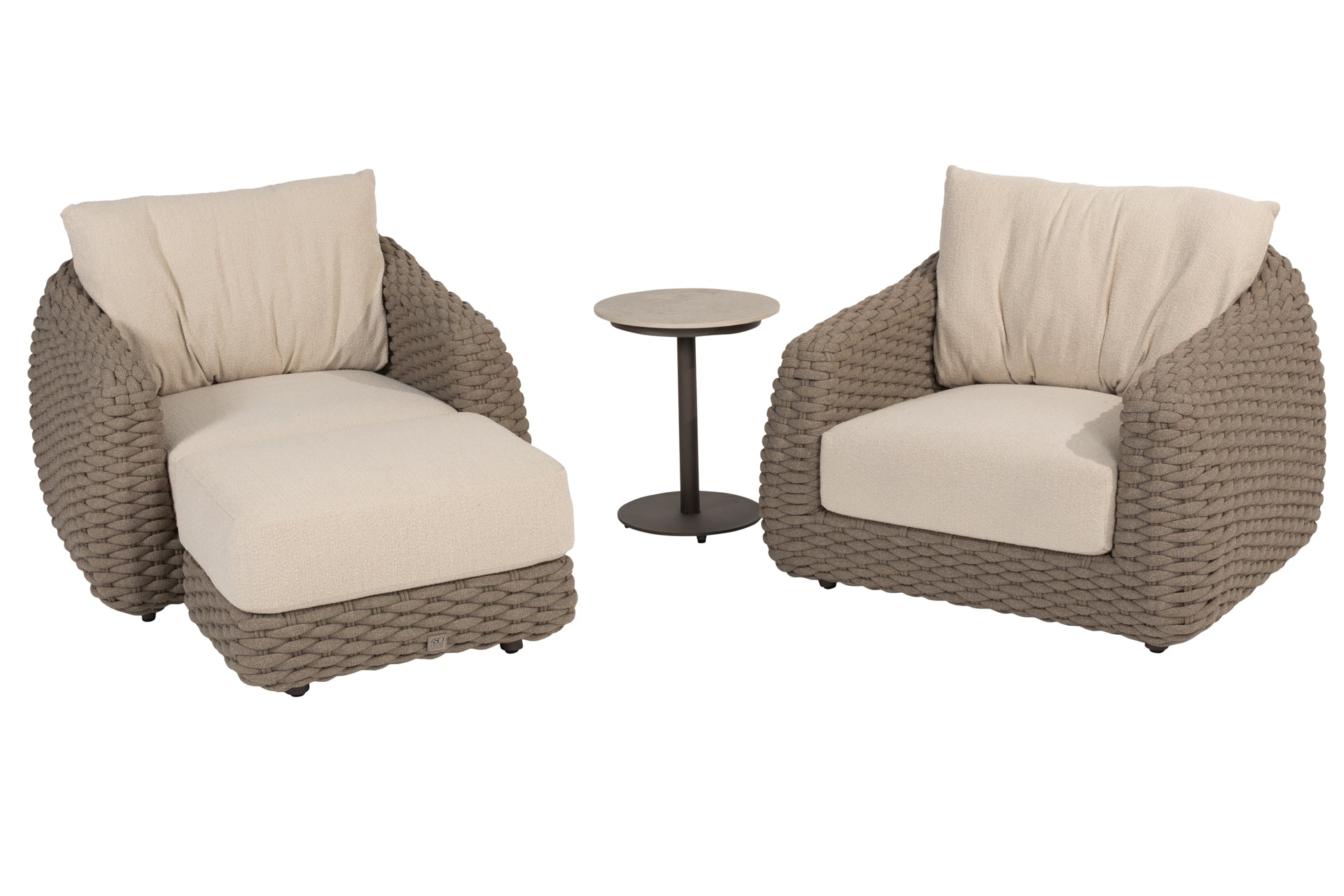 Maxime bistro lounge set with footstool and Boaz side table Terre - Complete Set