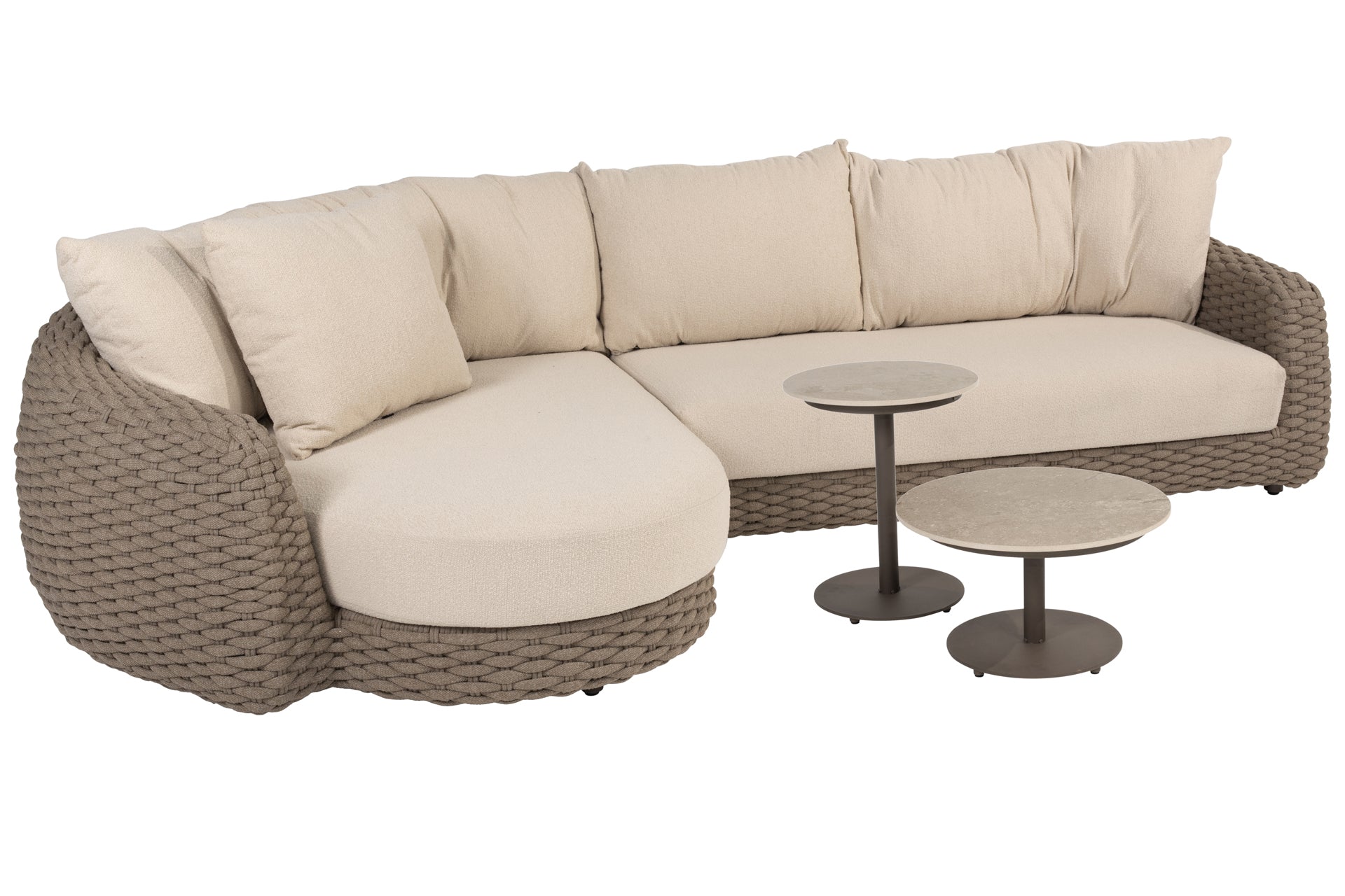 Maxime chaise lounge bench with Boaz tables - Complete Set