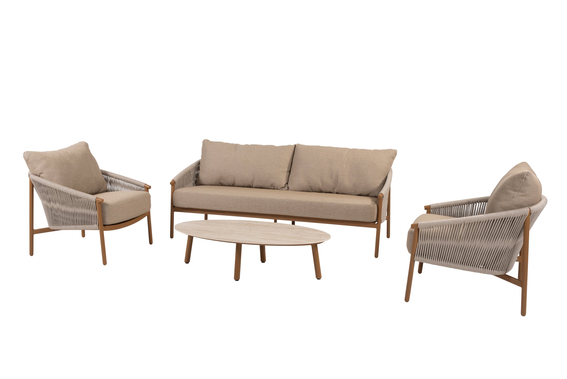 Milos lounge set amber with Salute table ellips - Complete Set