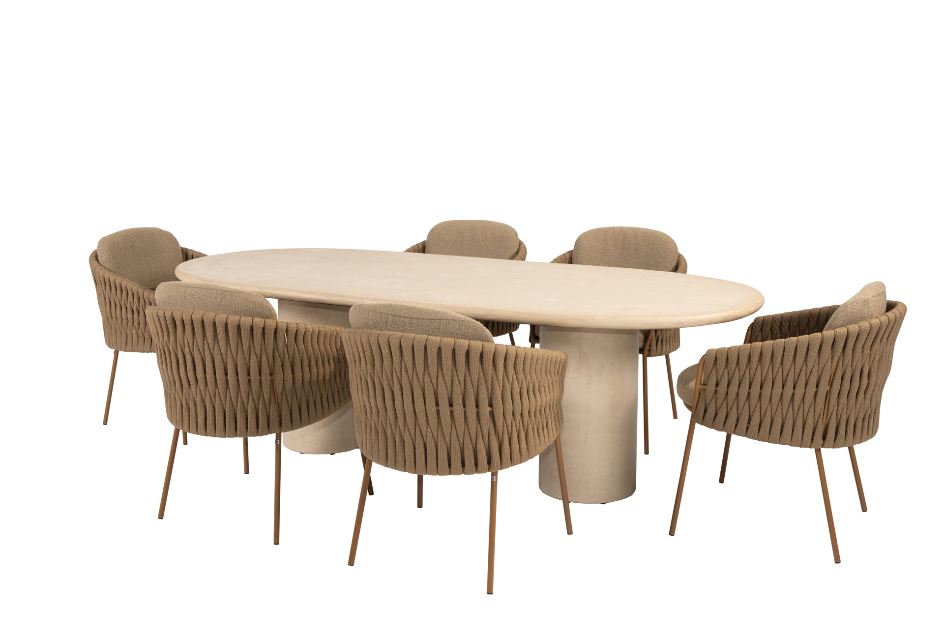 Molina dining set amber with Hampton oval dining table 240 x 105cm - Complete Set