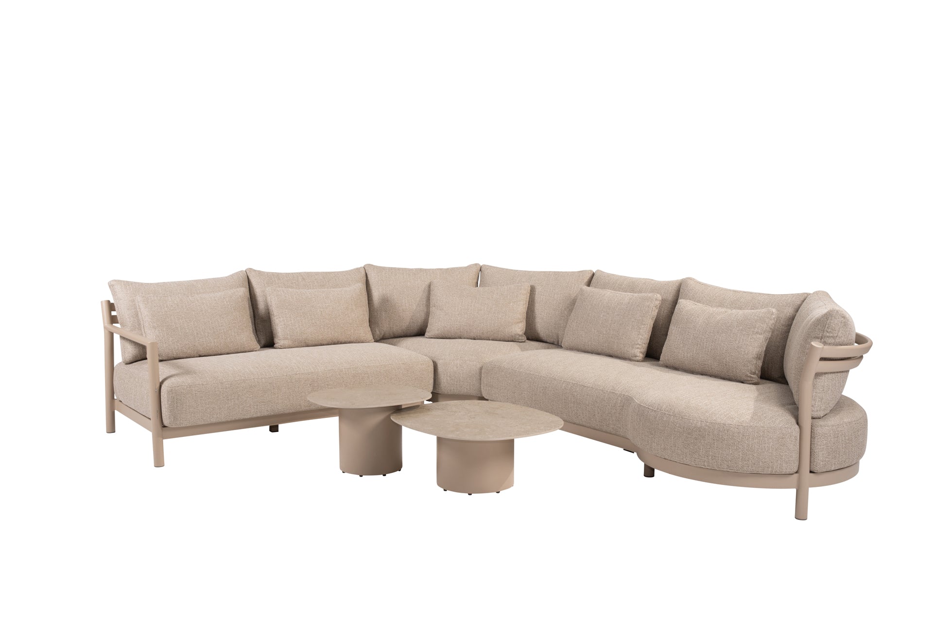 Mykonos modular corner lounge set latte with Sofie tables - Complete Set