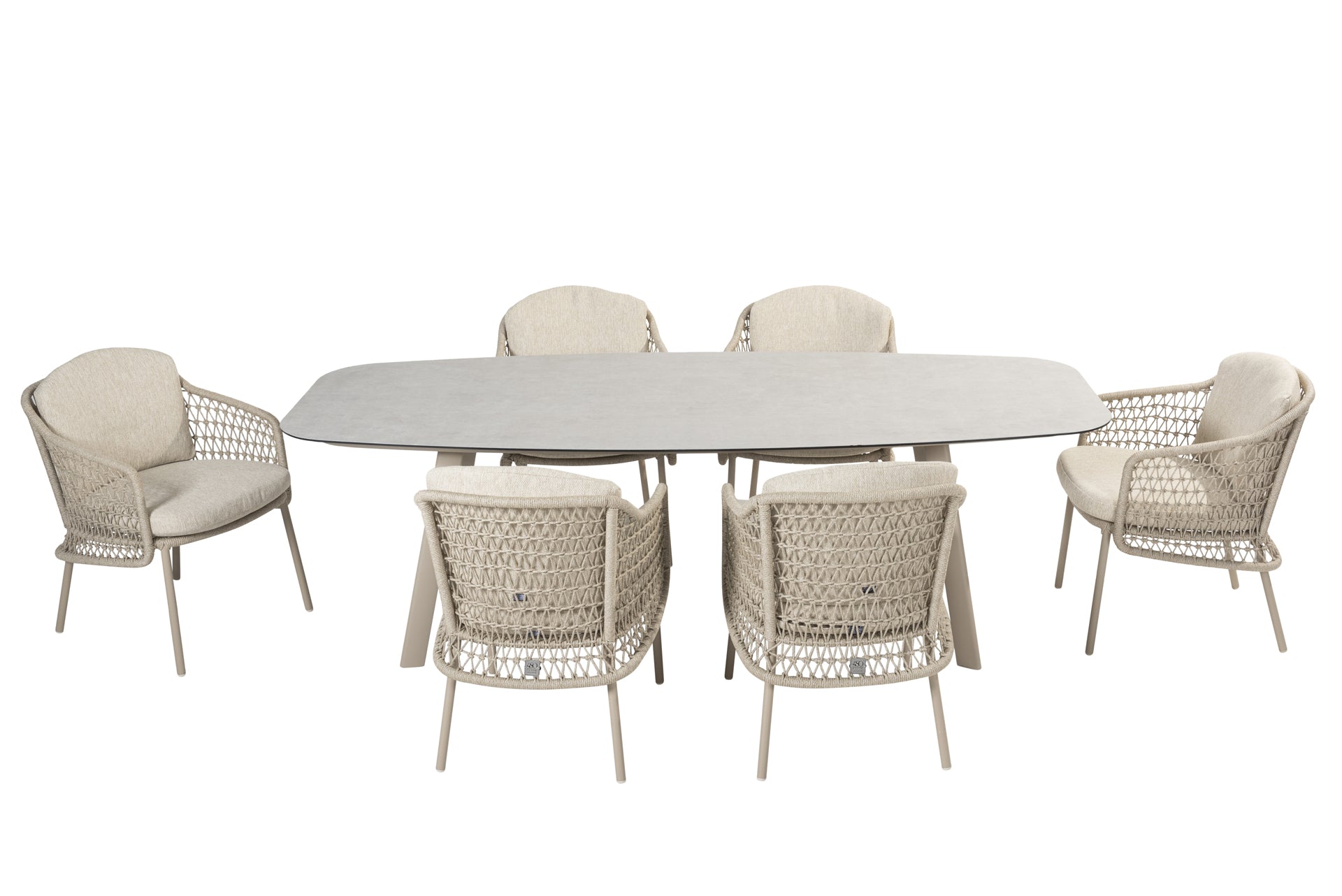 Puccini dining set Latte with Manolo Latte dining table _ - Complete Set