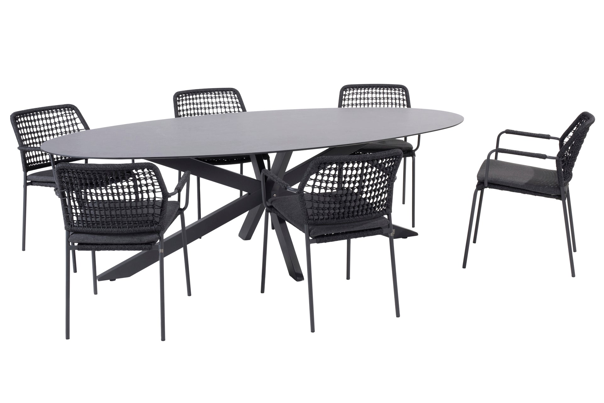 Barista anthracite dining set with Privada ellipse dining table - Complete Set