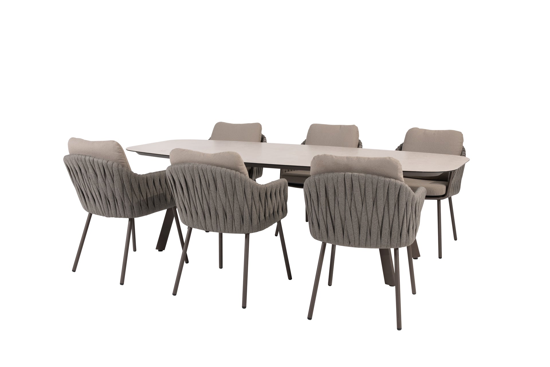 Cannes dining set terre with Manolo dining table ceramic 240x103cm terre - Complete Set
