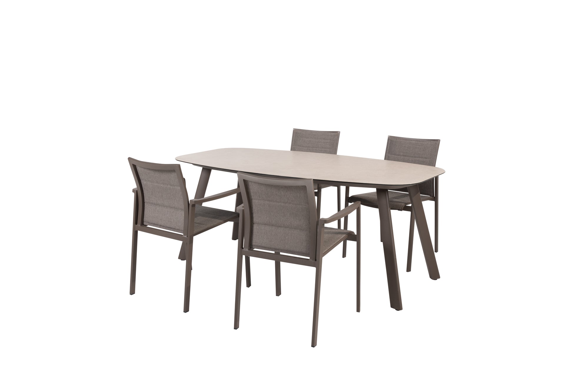 Cortina dining set with Manolo dining table printed ceramic 180x95cm terre - Complete Set