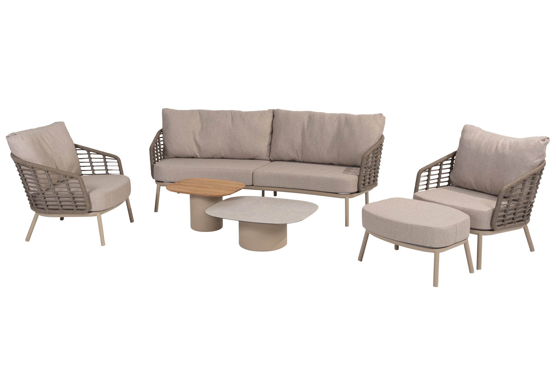 Puglia lounge set with footstool and Demi set of coffeetables - Complete Set