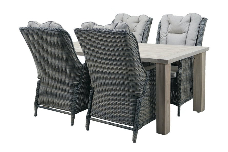 Taste by 4 Seasons 5-delige tuinset Louvre teak 180 cm met Osborn verstelbare tuinstoelen