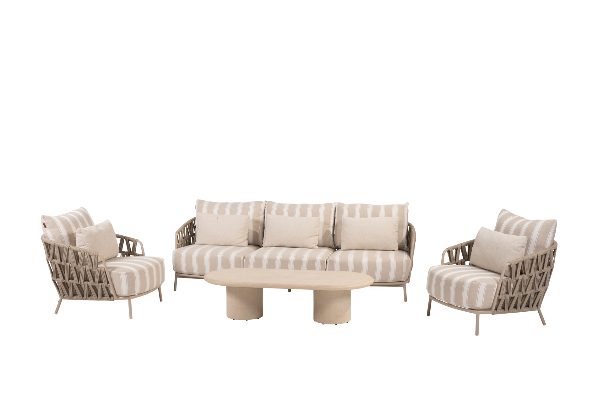 Beverly lounge set latte with Hampton table oval - Complete Set