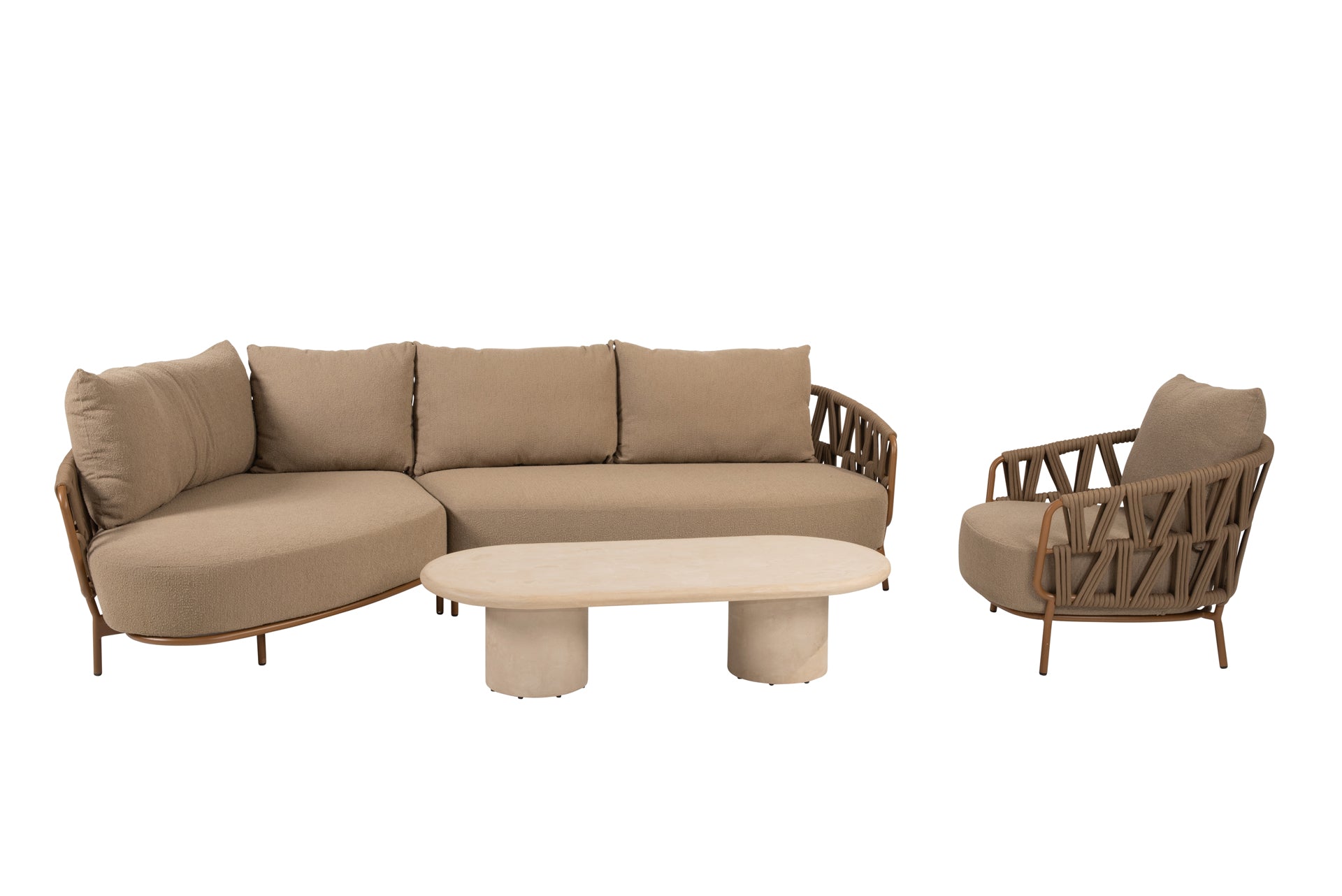 Biarritz chaise longue amber with lounge chair and Hampton table oval - Complete Set