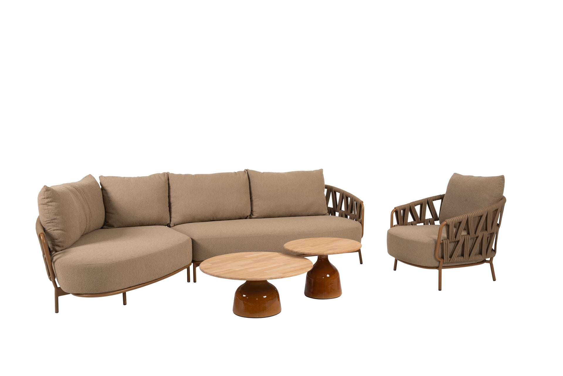 Biarritz chaise longue amber with lounge chair and June tables - Complete Set