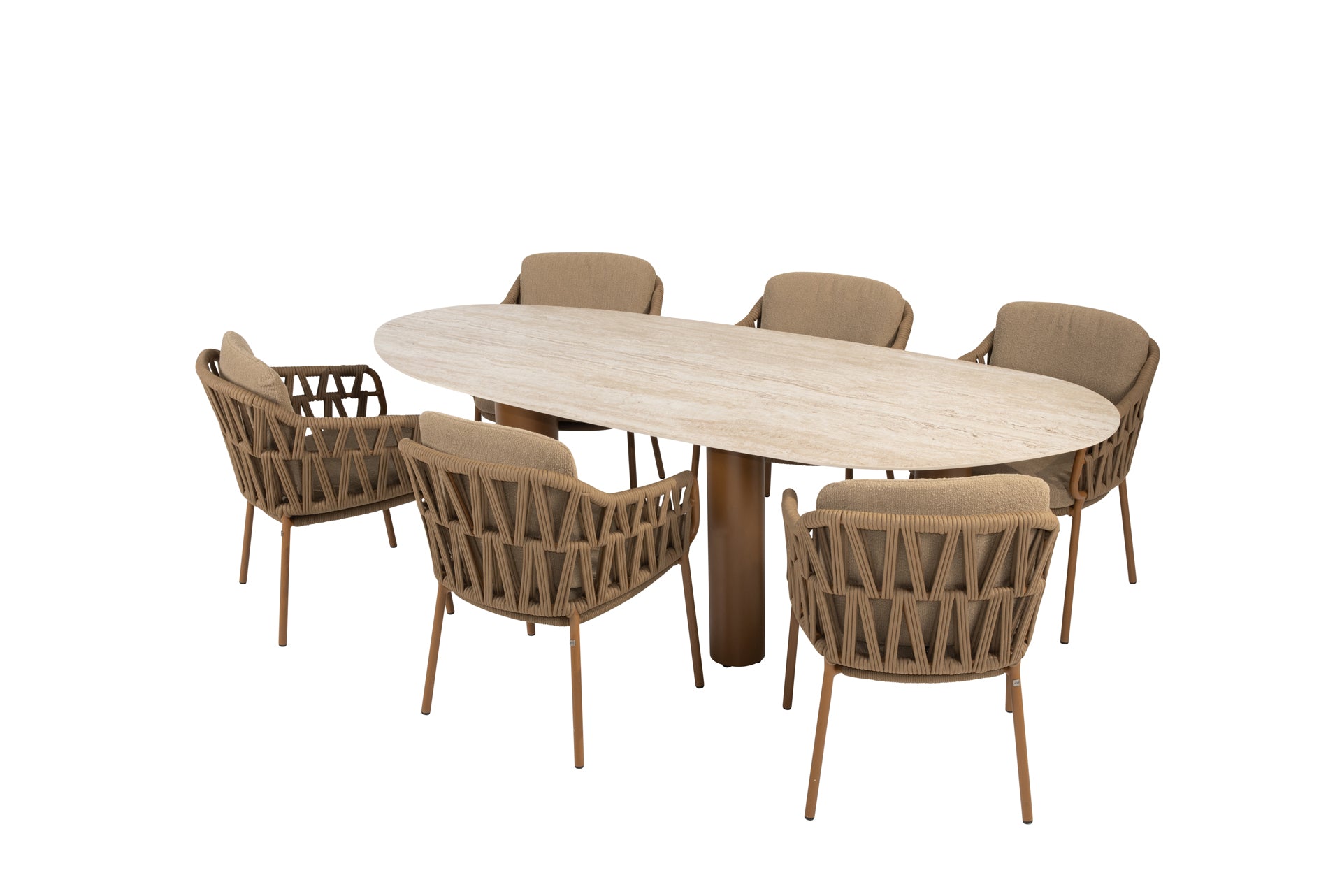 Biarritz dining set amber with Estate mango shape dining table amber - Complete Set