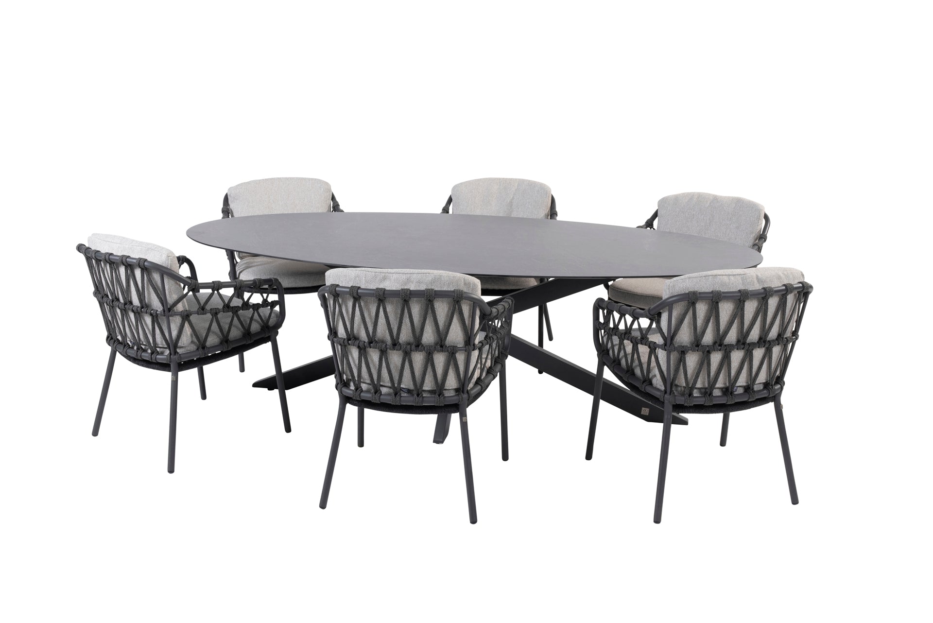 Calpi dining set with Privada ellips table Slate anthracite - Complete Set