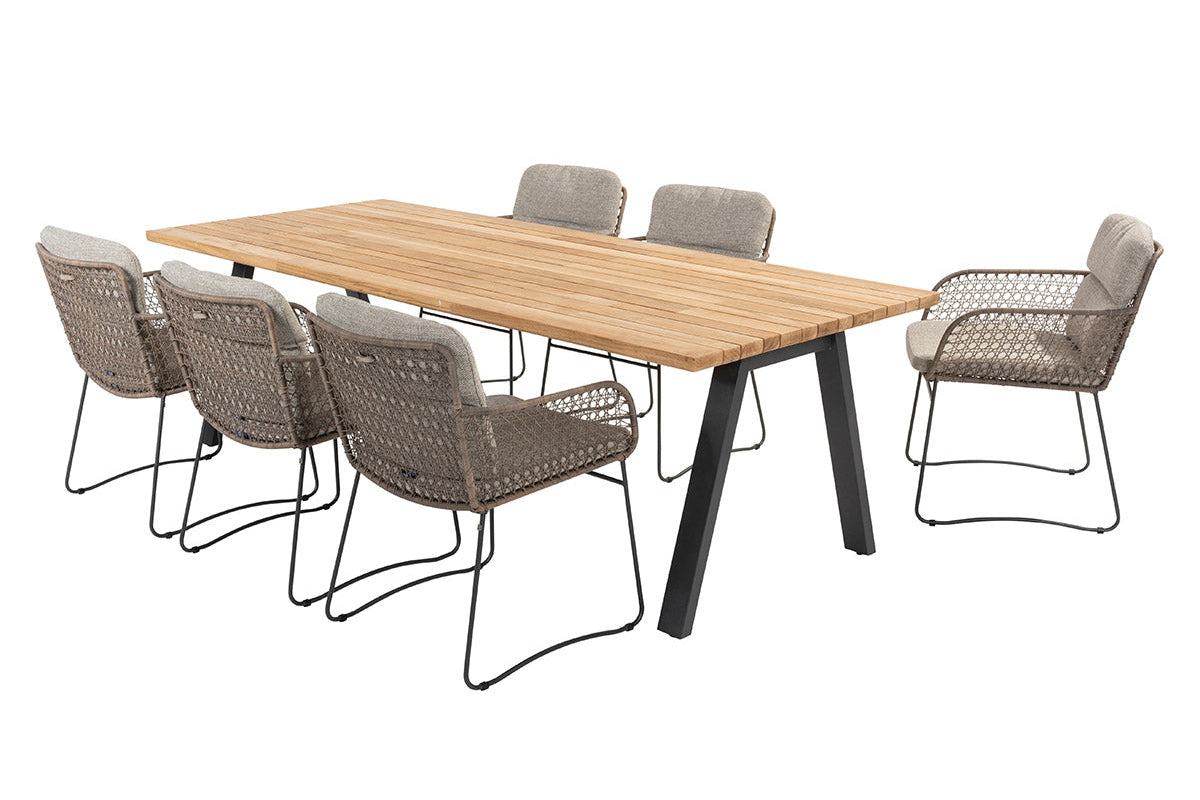 4SO Aprilla dining set pure (6 st.) + Ambassador tafel 240x100 cm