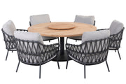 Calpi low dining set with Saba teak low dining table and Lazy Susan - Complete Set