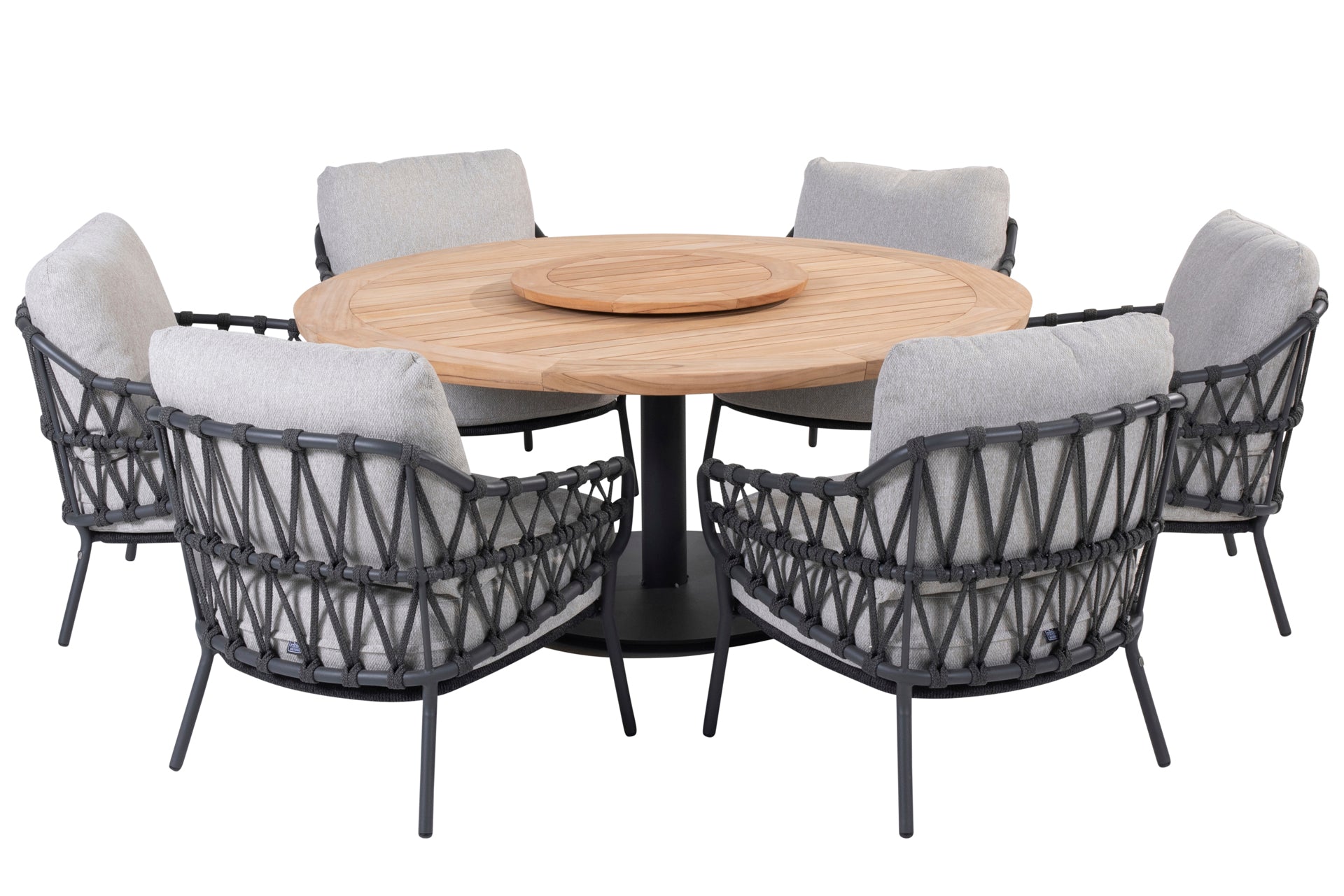 Calpi low dining set with Saba teak low dining table and Lazy Susan - Complete Set