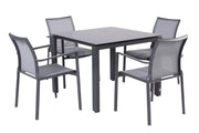 4SO Melbourne Dining-Set anthrazit (4-tlg.) + Goa Tisch 95x95 cm