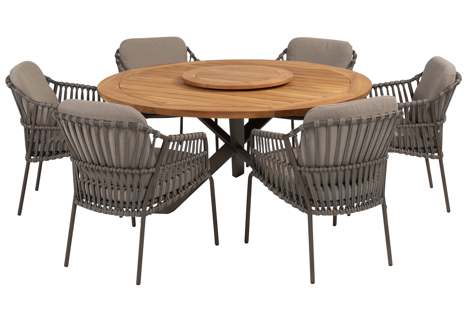 Capalbio dining set with Prado dining table 160cm Terre legs and Lazy Susan - Complete Set