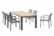 4SO Melbourne dining set antraciet (6 st.) + Ridge tafel 220x95 cm