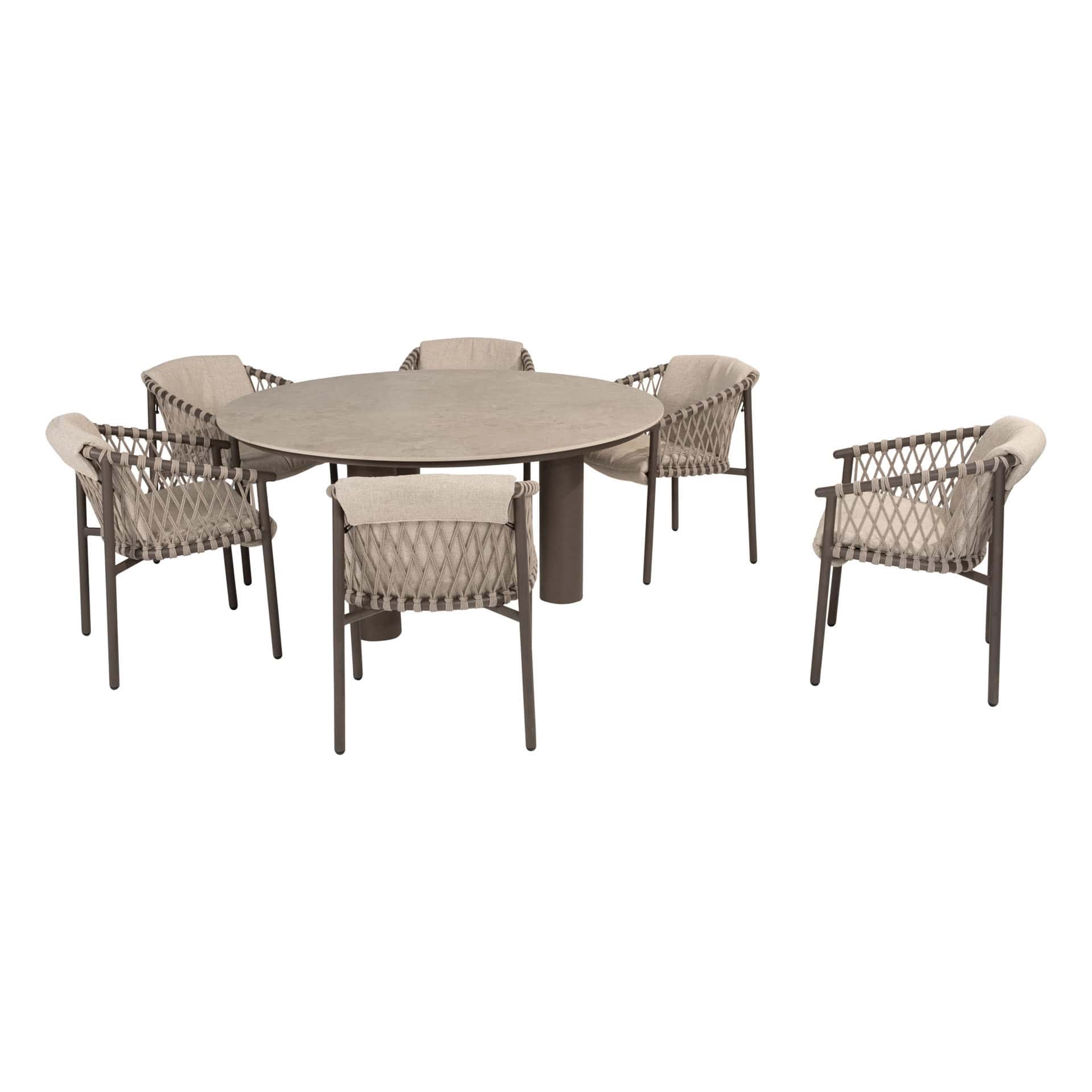 4SO Allora dining set terre (6 st.) met Arizona tafel ⌀160cm