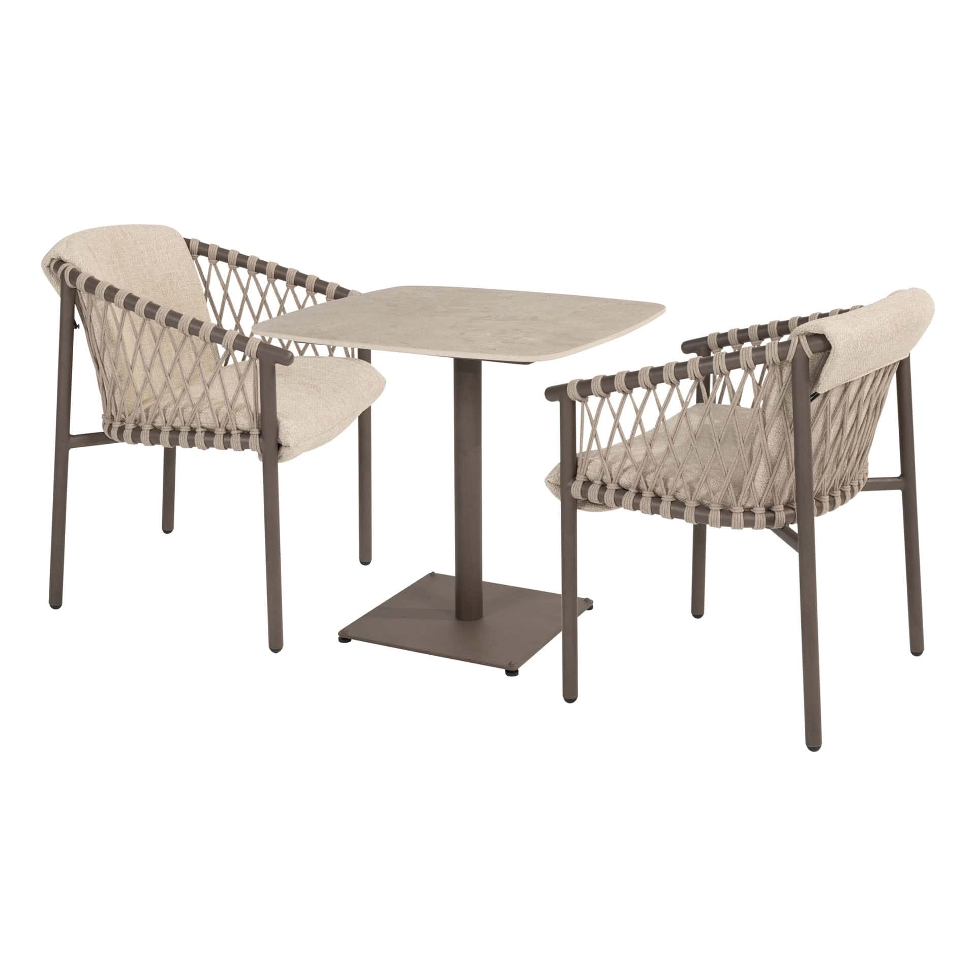 4SO Allora dining set terre (2 st.) met Vermont tafel 75x75cm