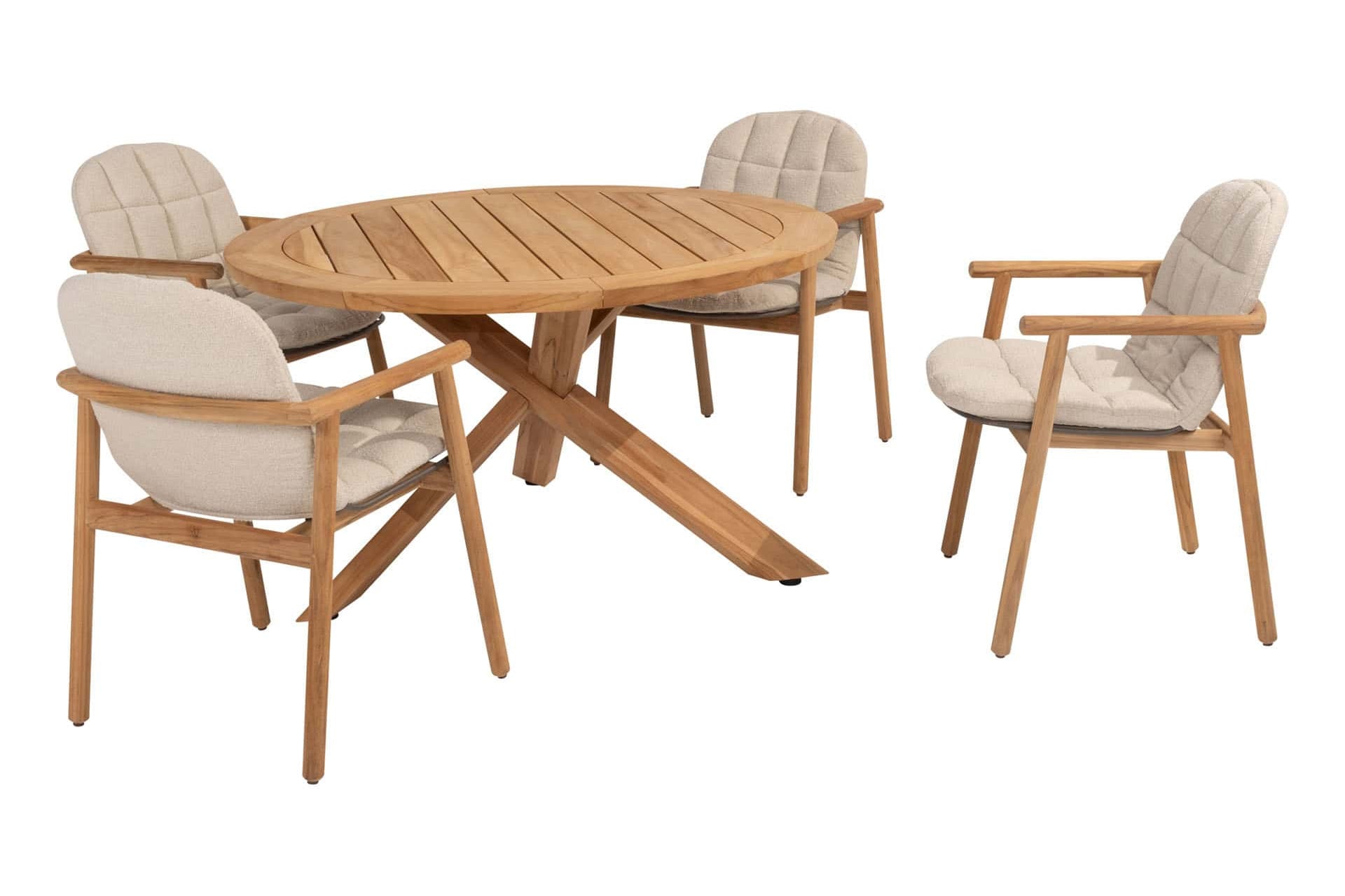 4 Seasons Outdoor Samos dining stoel + Taste 4SO Prado teak tafel 130 Ø cm
