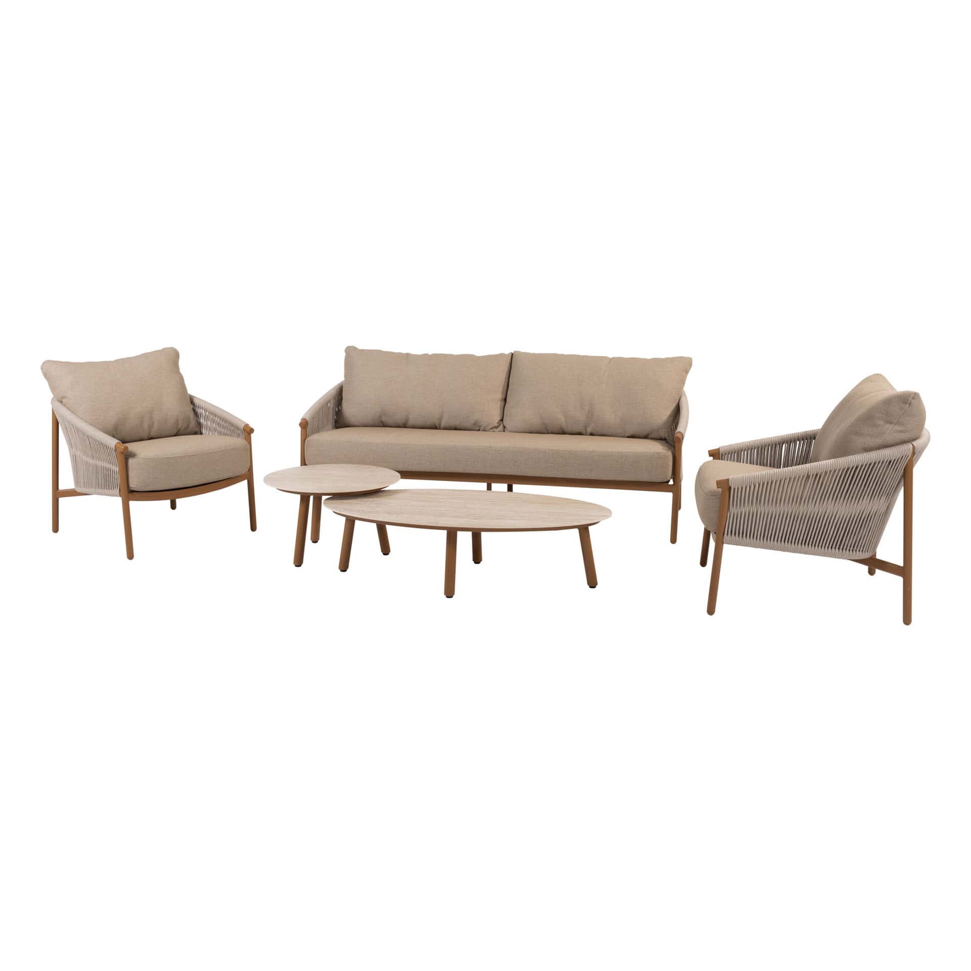 4SO Milos lounge set amber + Taste 4SO Salute salontafel 65x30cm