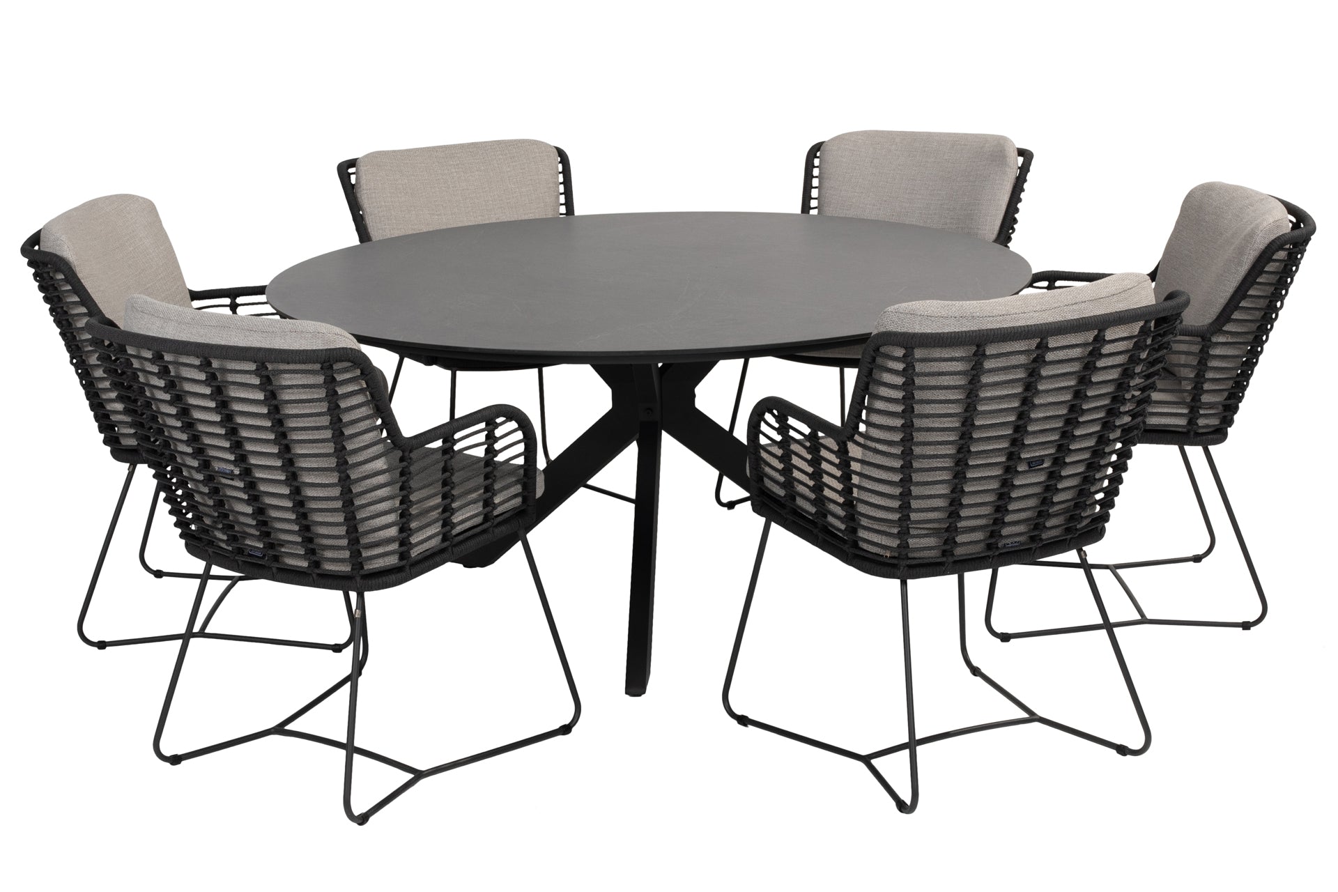 Fabrice dining set Anthracite with Locarno dining table 160cm HPL slate anthracite - Complete Set