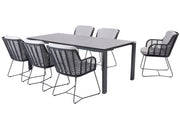 Fabrice anthracite dining set with Goa table - HPL dark grey 220x95cm - Complete Set