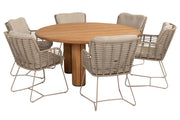 Fabrice dining set Latte with Corsica dining table teak 160cm - Complete Set