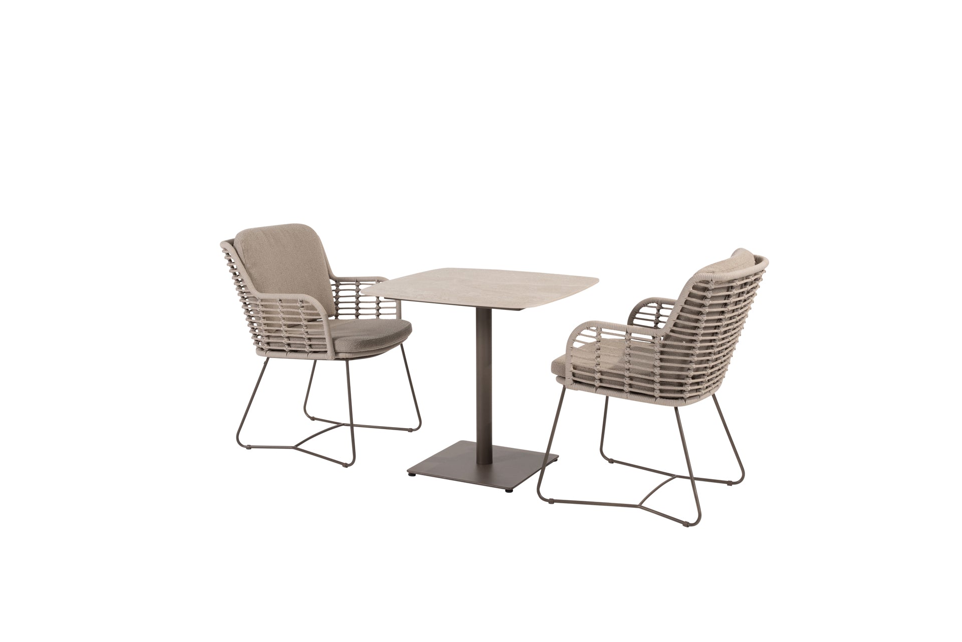 Fabrice bistro set terre with Vermont dining table ceramic top 75x75 terre - Complete Set
