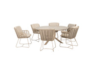 Fabrice dining set latte with Prado dining table latte 160 cm - Complete Set