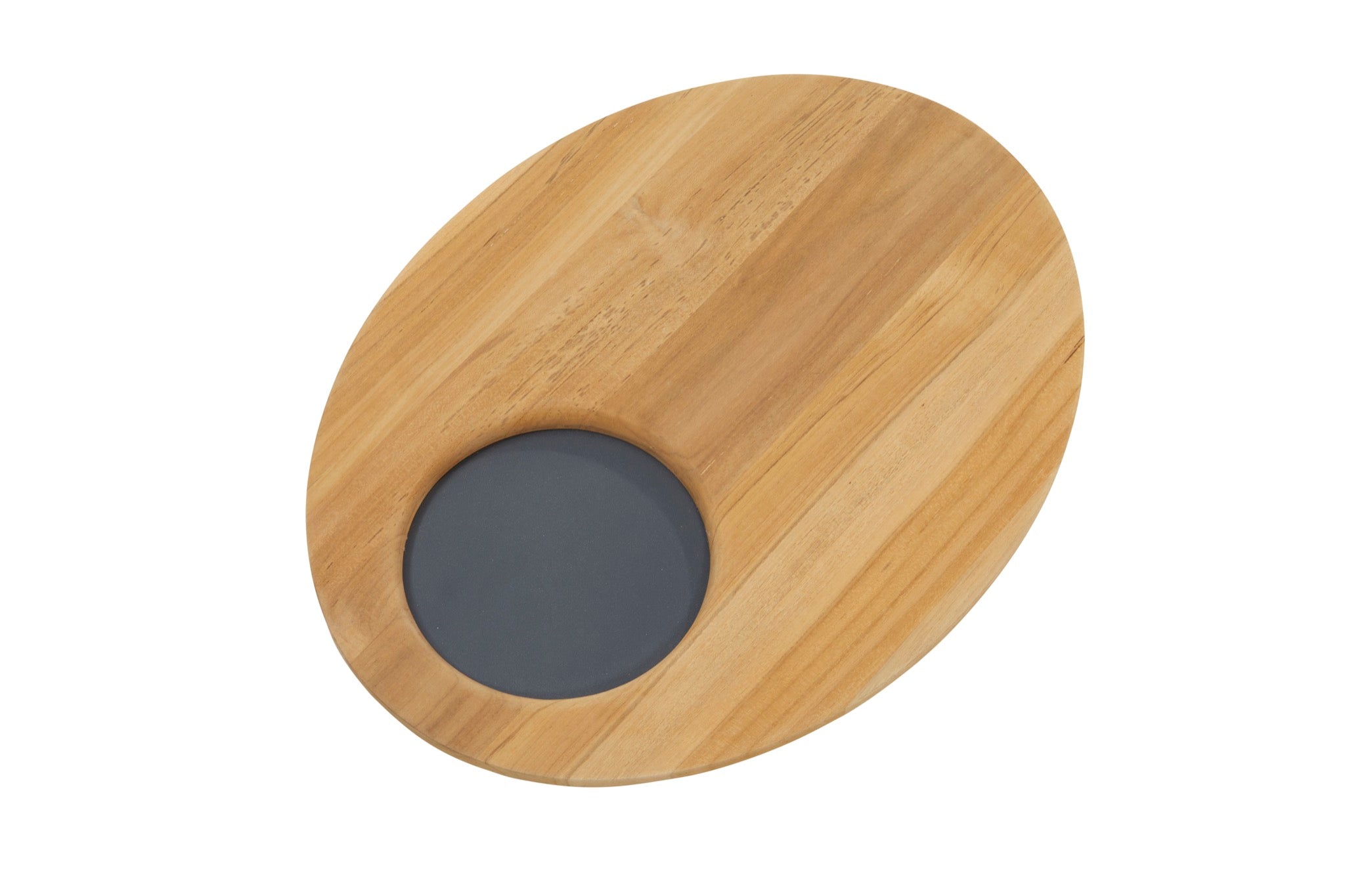 Rubens support tray oval teak alu - angle view
