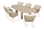 Fabrice dining set latte with Estate mango shape dining table latte 240 x 110cm - Complete Set