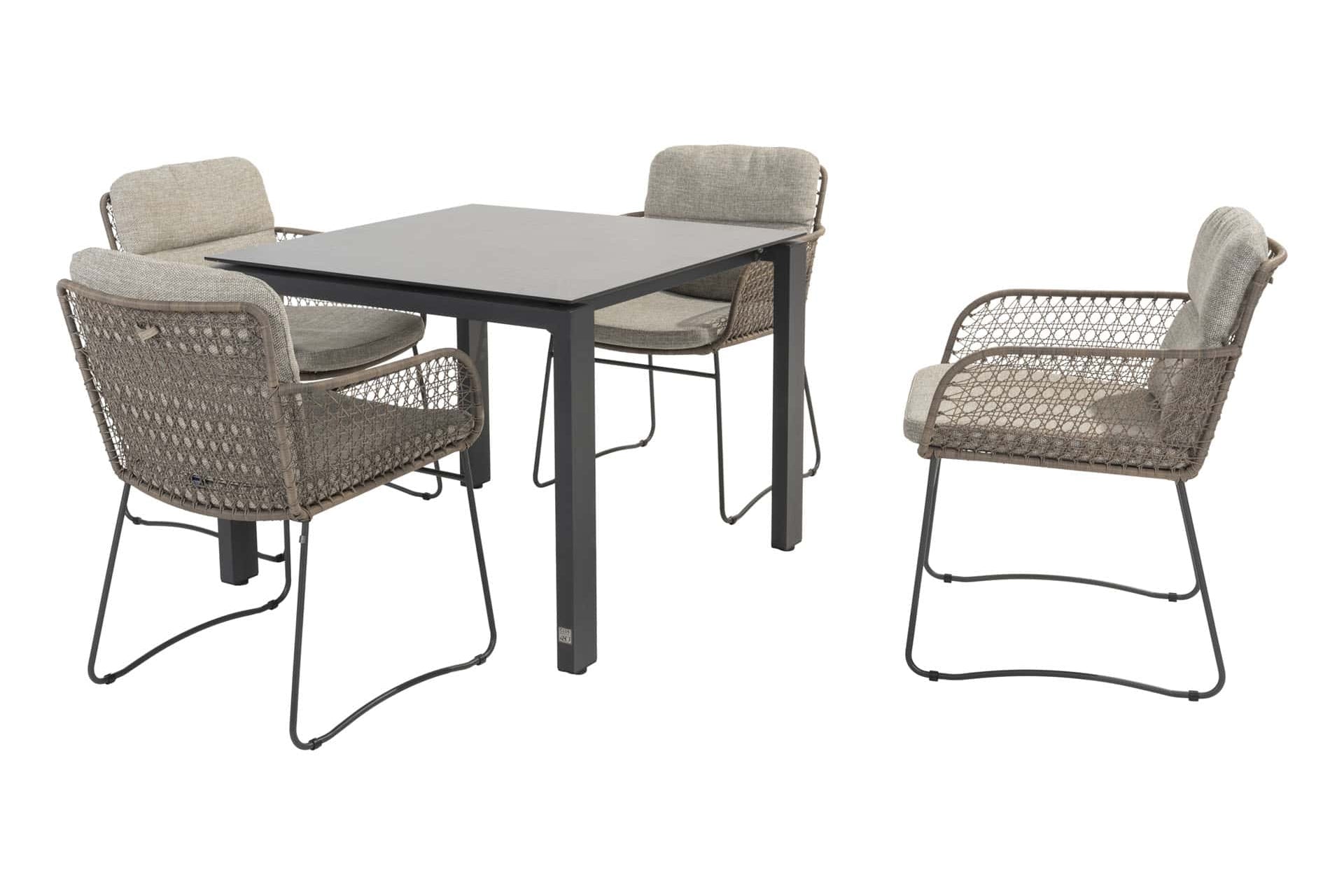 Taste 4SO Aprilla dining pure (4 st.) + Goa tafel HPL slate anthracite 95 cm