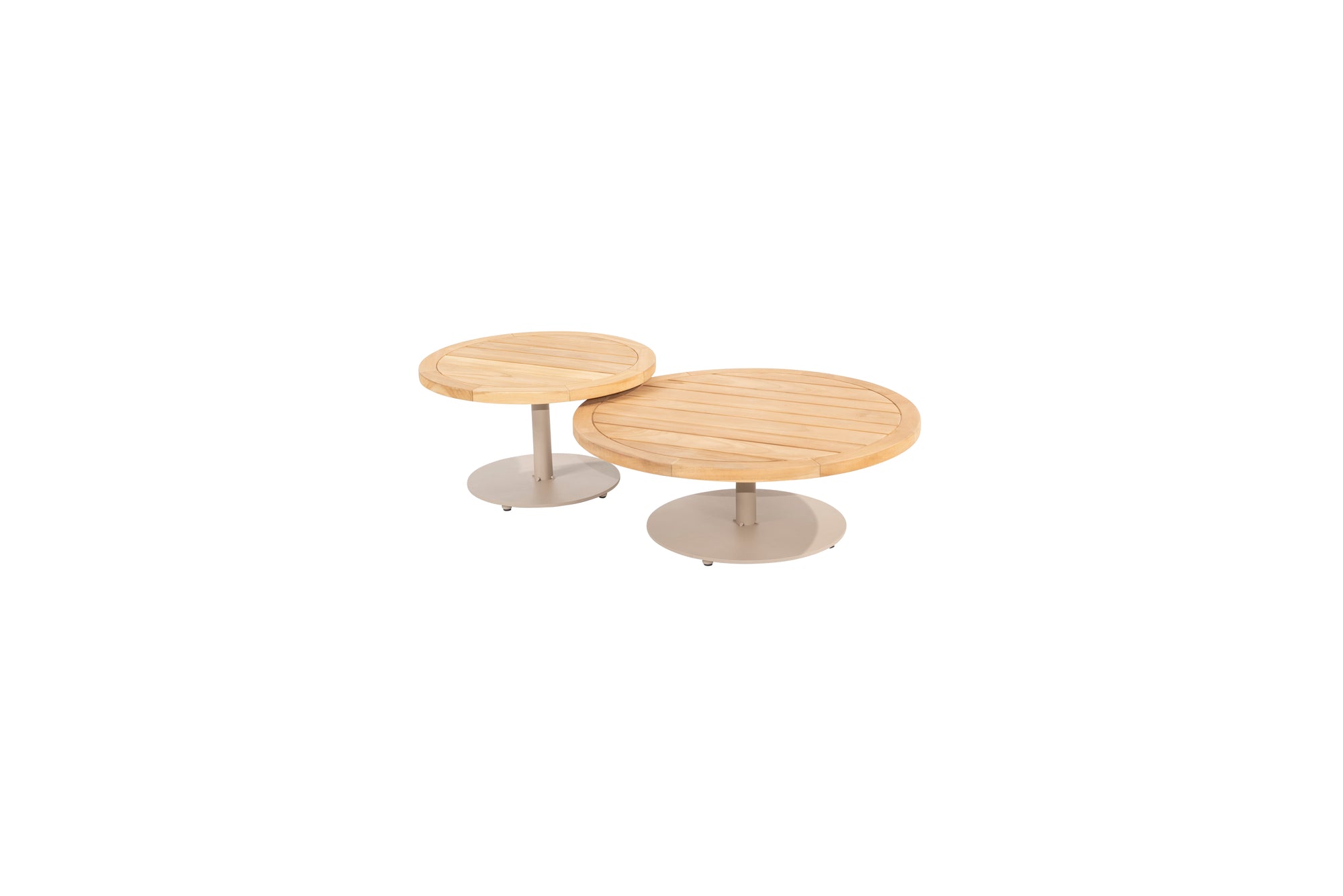 Volta salontafels set van 2 teak Ø80 + Ø60 cm - Latte