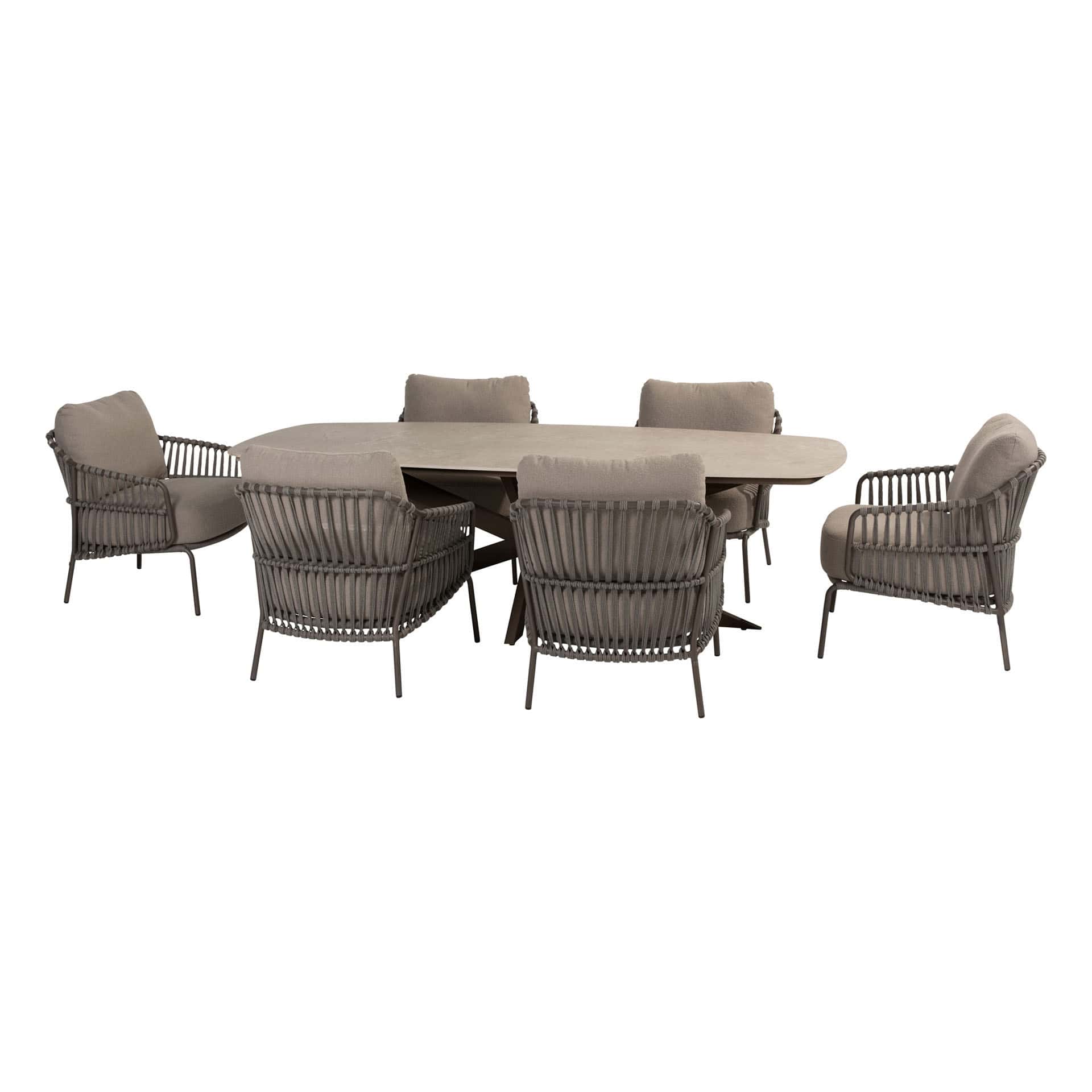 4SO Capalbio low dining set (8 st.) met Nevada tafel 250x105cm