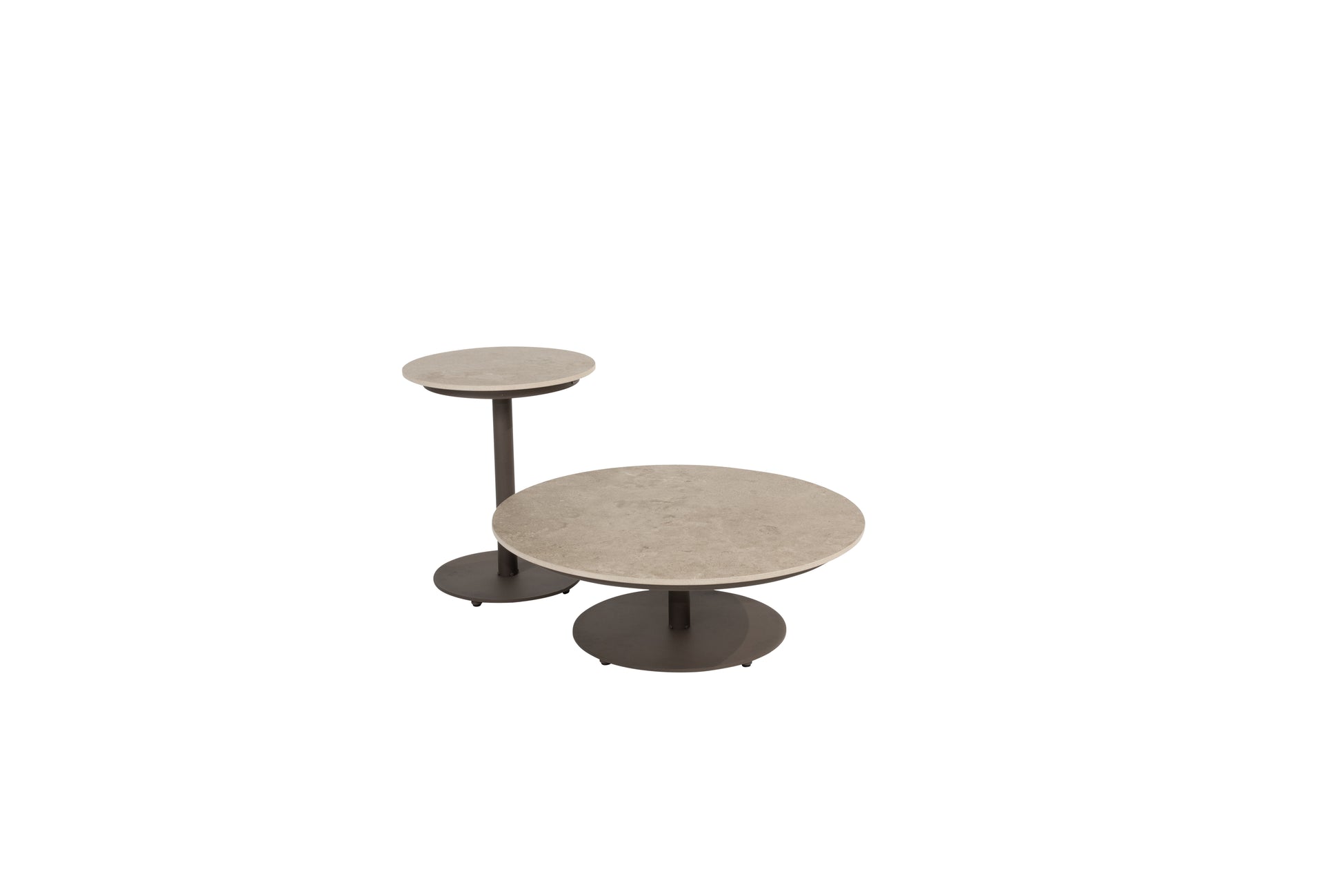 Boaz salontafels set van 2 keramiek Ø80 + Ø45 cm - Terre