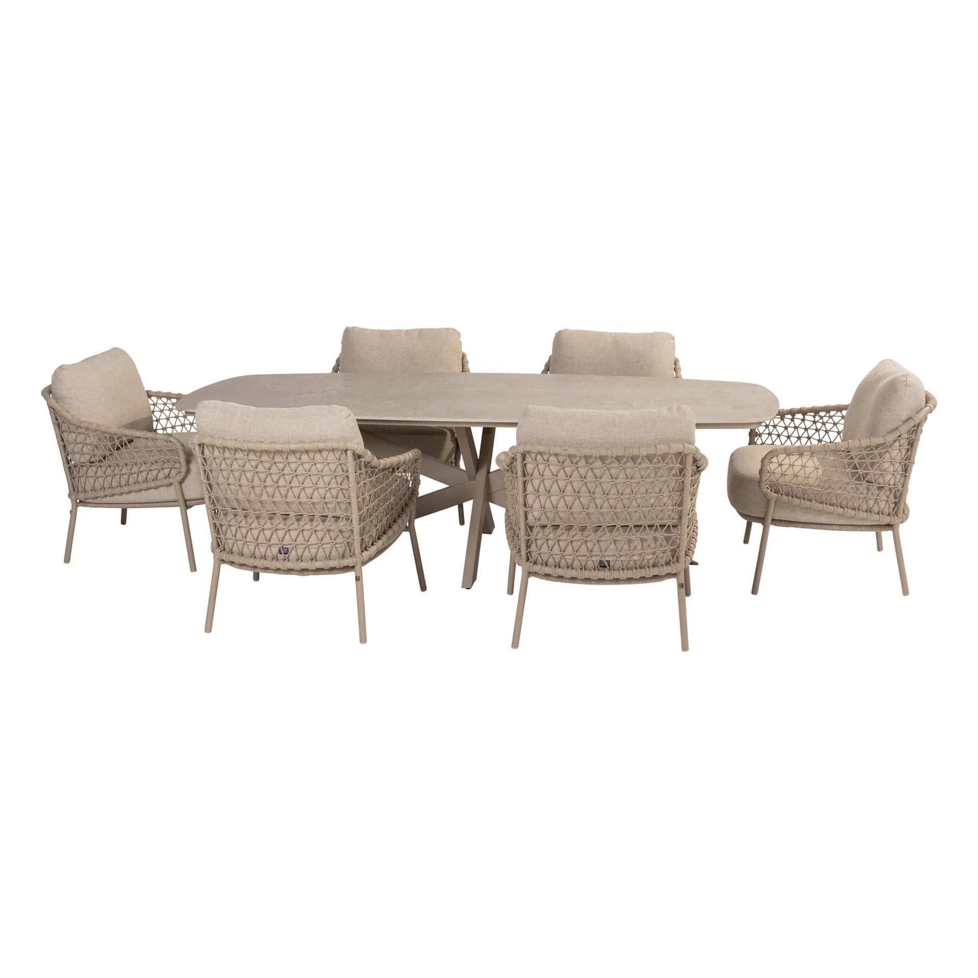 4SO Sardinia low dining set (6 st.) met Nevada tafel 250x105cm