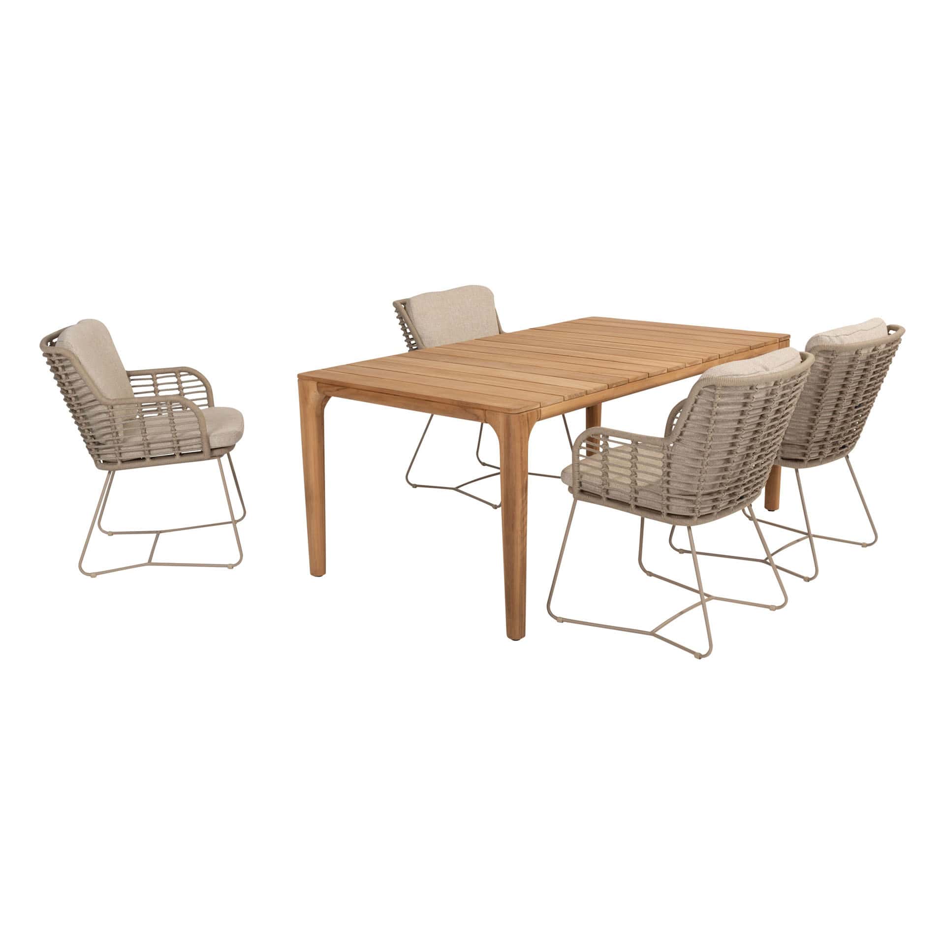 4SO Fabrice dining set latte (4 st.) + Taste 4SO Liam tafel 180x100cm