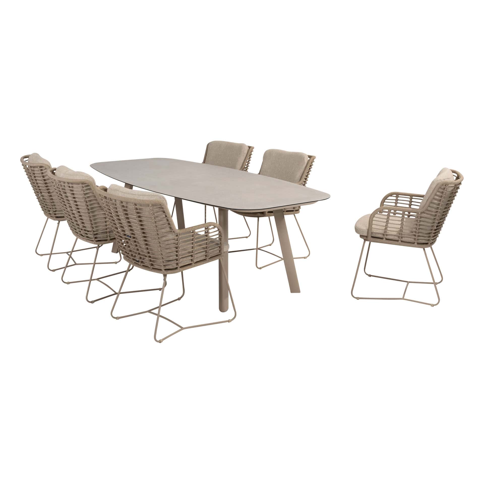 4SO Fabrice dining set latte (6 st.) + Taste 4SO Manolo tafel 240x103cm